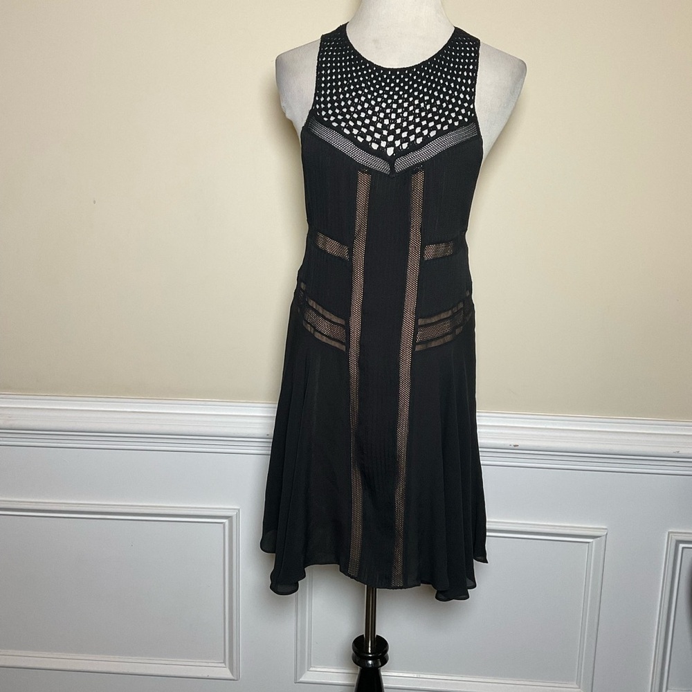 A.L.C. Elin Black Silk Sleeveless Mini Dress With Nude Lining Size 6